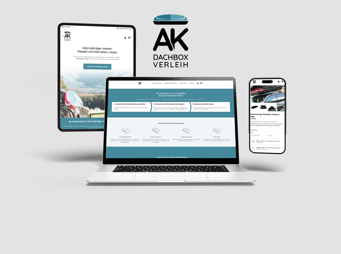 ARTKURAT Webshoperstellung mit Verkauf und Vermietung für AK Dachboxverleih