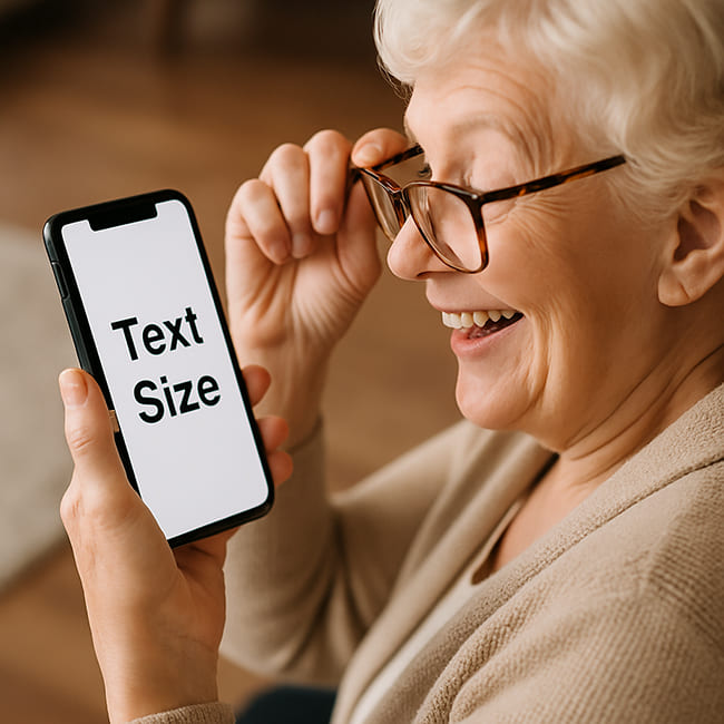 barrierefreies Webdesign am Smartphone mit Größenanpassung