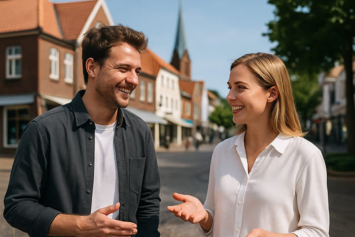 Website erstellen Delmenhorst Kundengespräch in der Stadt
