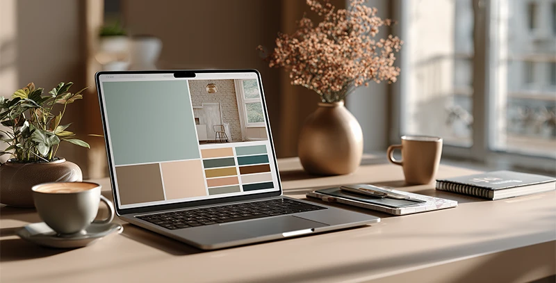 Website erstellen lassen – Designer gestaltet Webdesign am Laptop