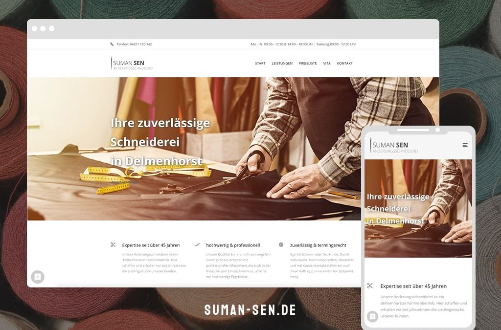 Referenz Webdesign Änderungsschneiderei Suman Sen | ARTKURAT ® Werbeagentur